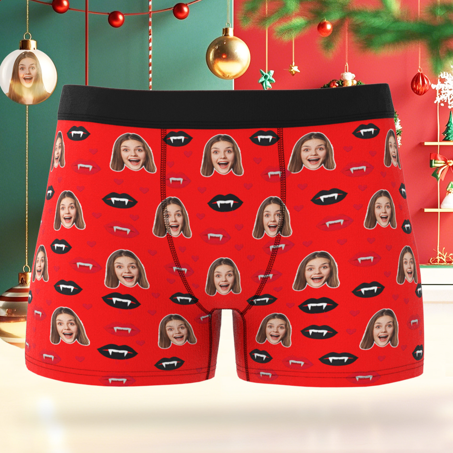 Personalisierte Vampir-unterwäsche, Personalisierte Vampir-boxershorts, Unterwäsche Mit Foto, Geschenk Für Den Freund - DePhotoBoxer