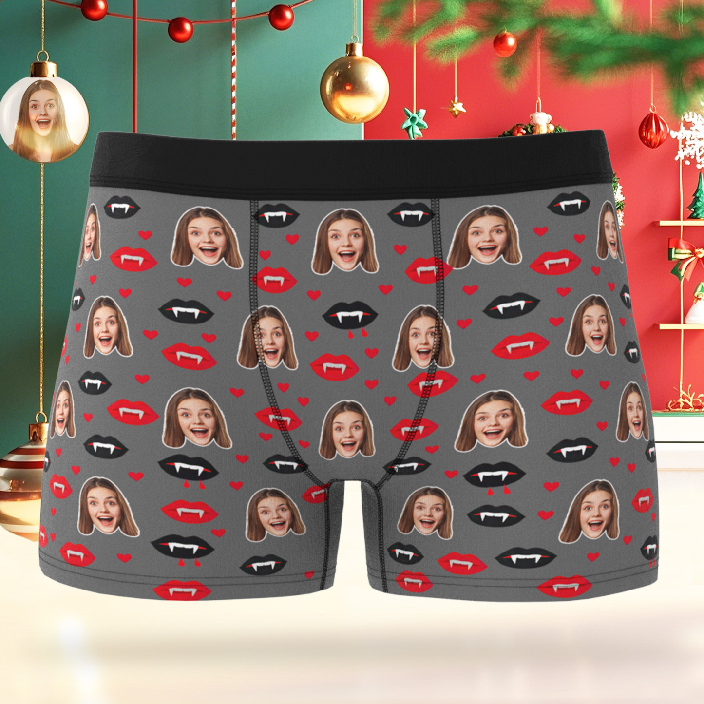 Personalisierte Vampir-unterwäsche, Personalisierte Vampir-boxershorts, Unterwäsche Mit Foto, Geschenk Für Den Freund - DePhotoBoxer