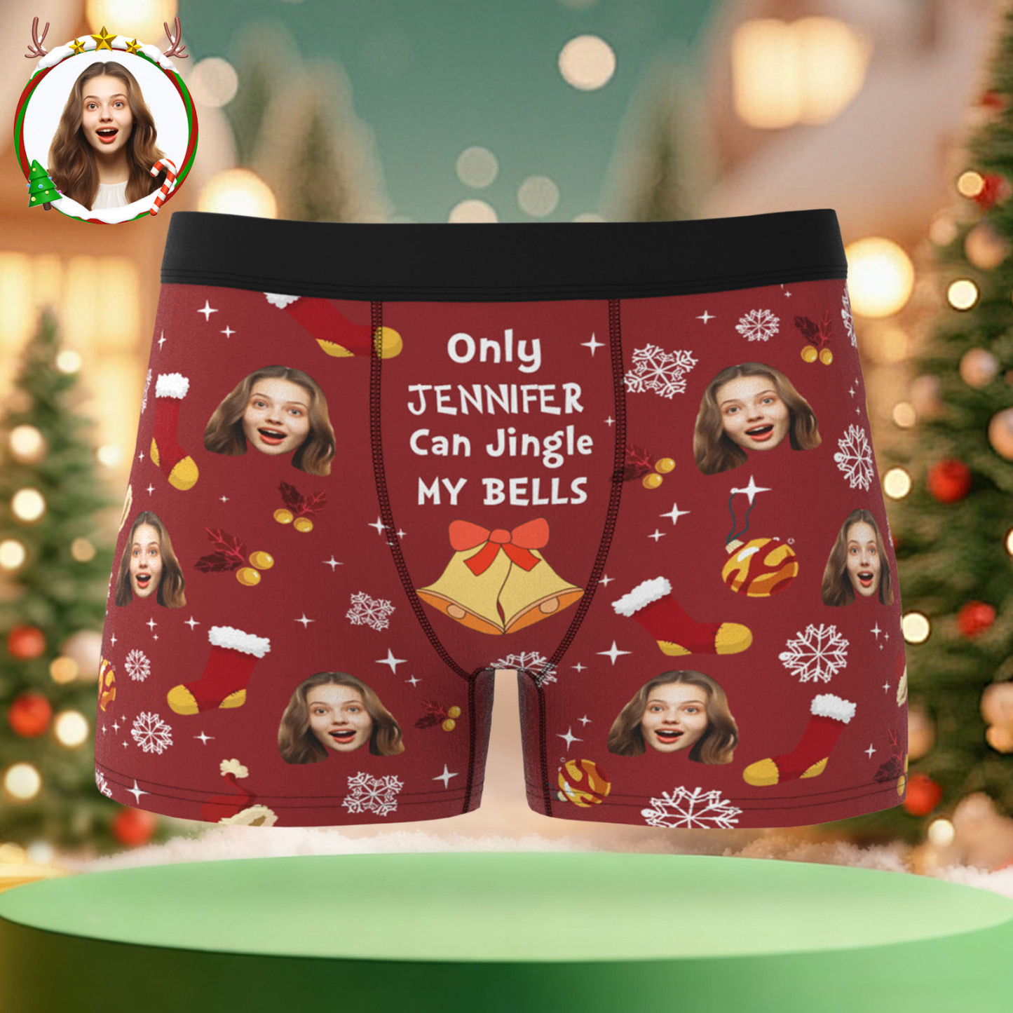 Personalisierte Weihnachtsboxershorts Für Männer Mit Gesicht – Lustiges Unterwäsche-geschenk Für Freund Oder Ehemann - DePhotoBoxer