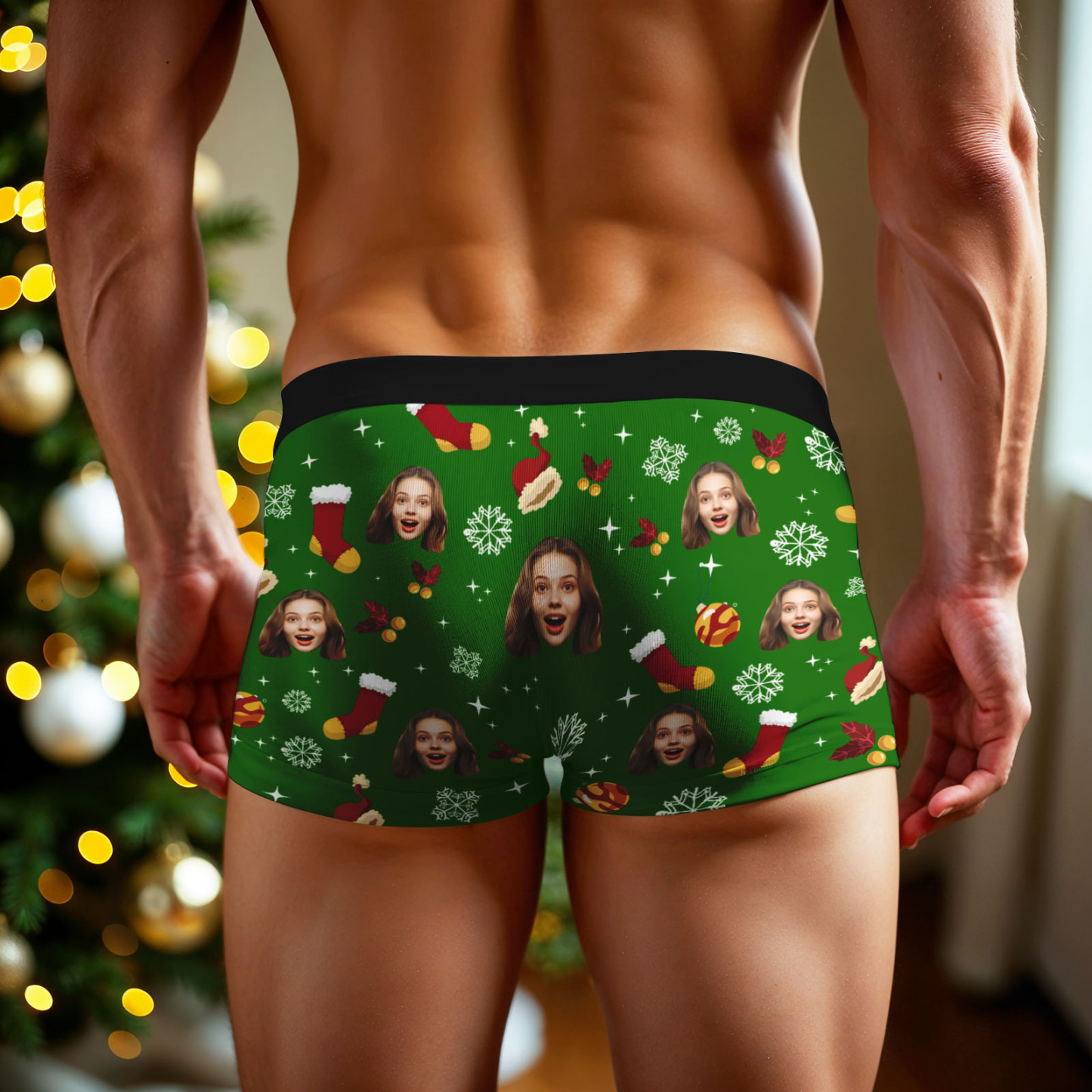 Personalisierte Weihnachtsboxershorts Für Männer Mit Gesicht – Lustiges Unterwäsche-geschenk Für Freund Oder Ehemann - DePhotoBoxer
