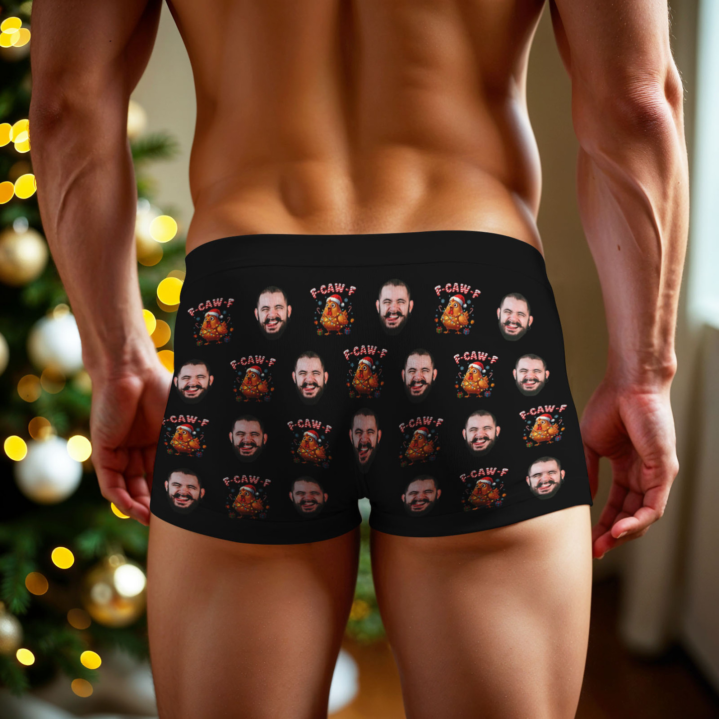 Individuell Gestaltete F-caw-f-boxershorts – Freche Weihnachtsboxershorts – Das Perfekte Geschenk Für Ihn - DePhotoBoxer