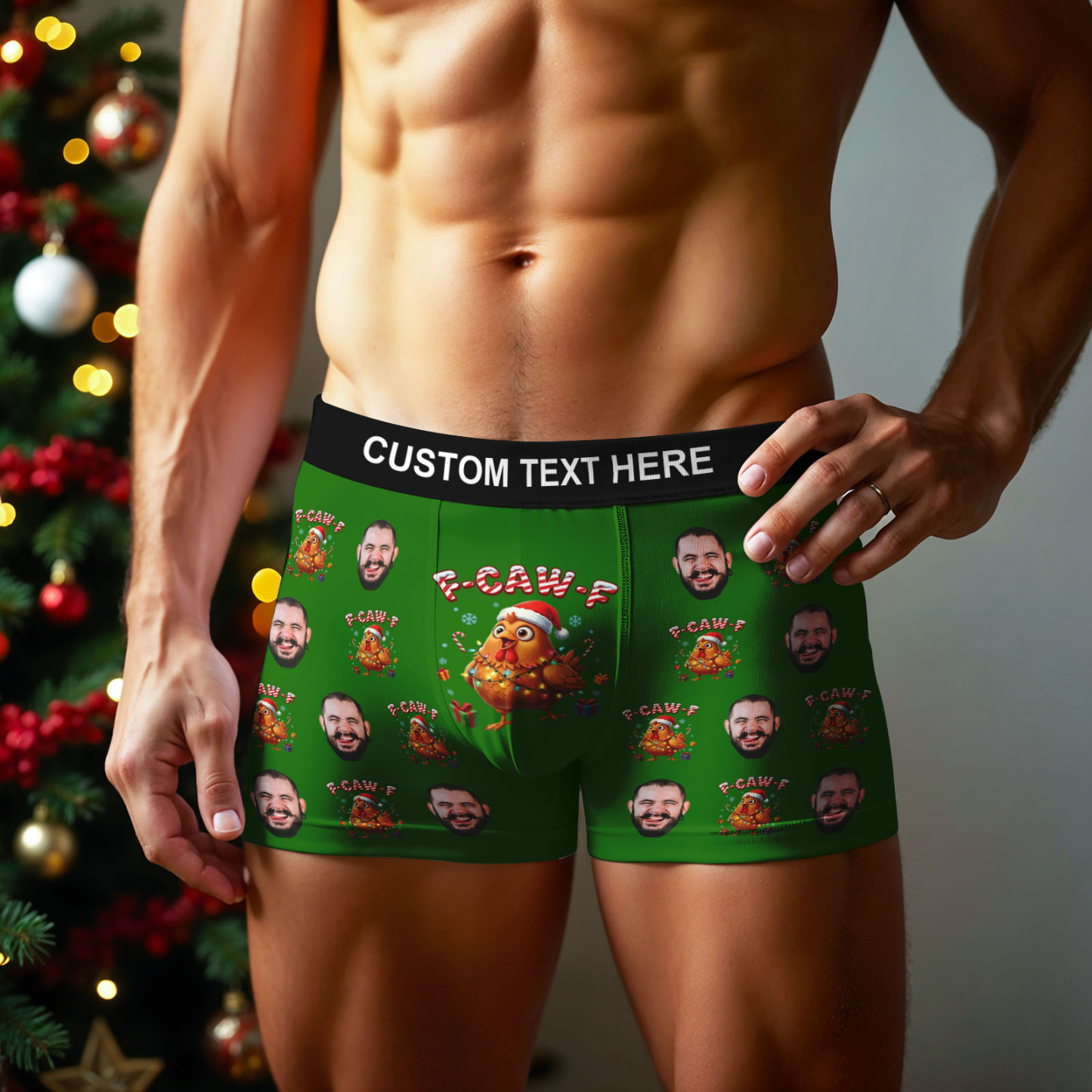 Individuell Gestaltete F-caw-f-boxershorts – Freche Weihnachtsboxershorts – Das Perfekte Geschenk Für Ihn - DePhotoBoxer