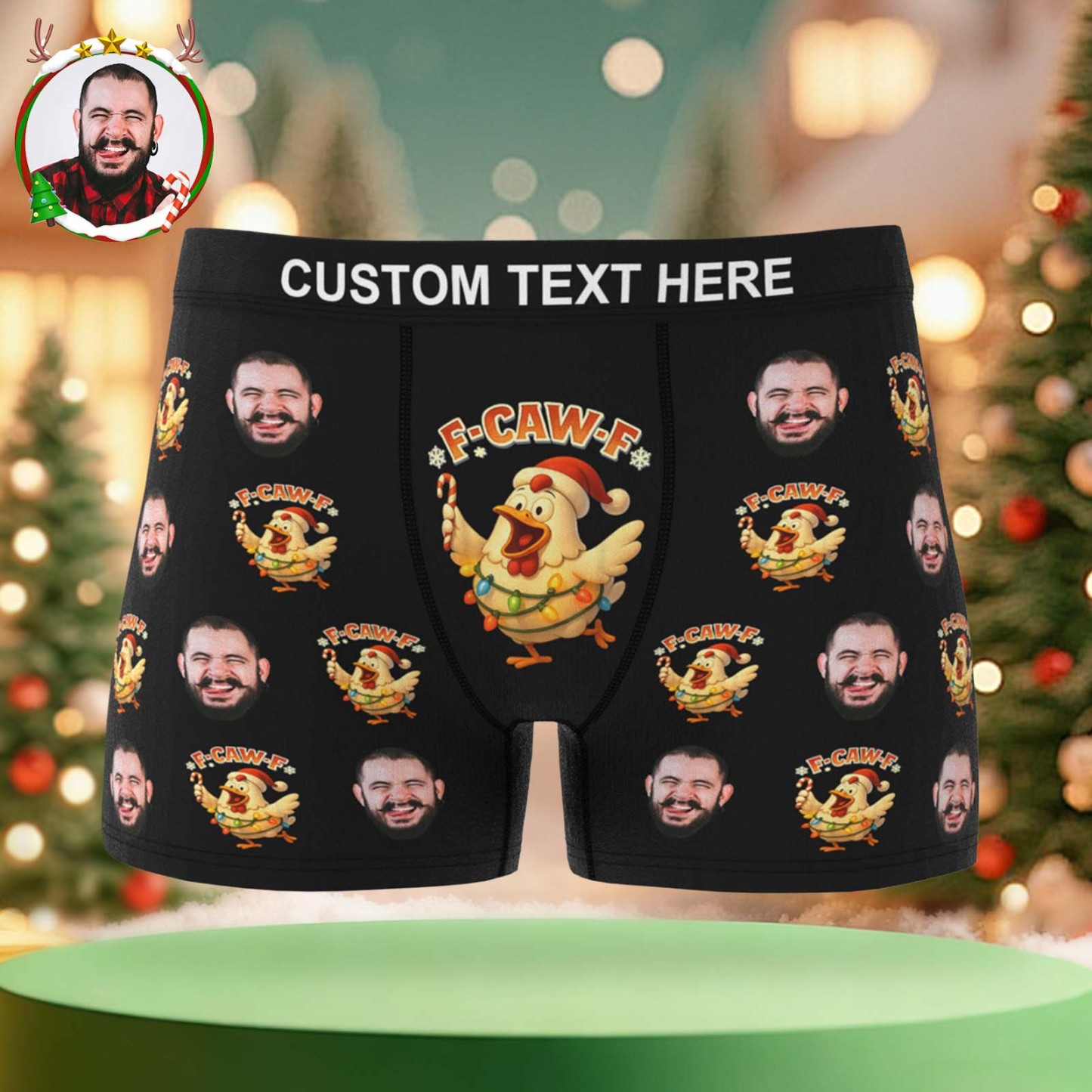 Individuell Gestaltete F-caw-f-boxershorts – Freche Weihnachtsboxershorts – Das Perfekte Geschenk Für Ihn - DePhotoBoxer