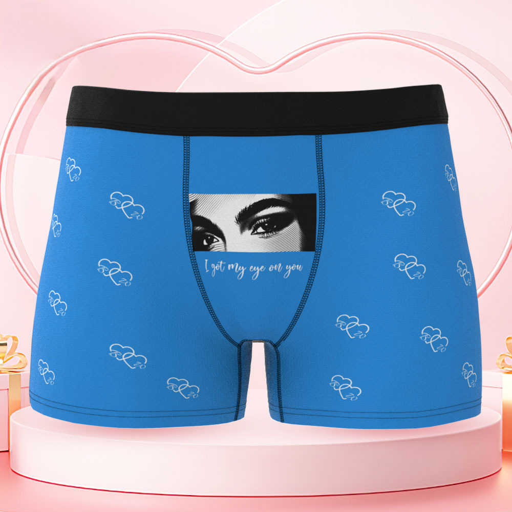 Your Eyes on His Underwear, Personalized Men’s Boxer Briefs, Personalized Boxer with Custom Eyes Print, Fun Romantic Gift for Boyfriend