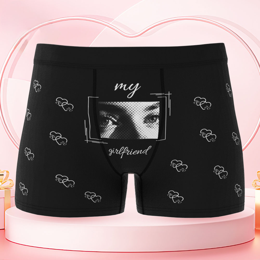 „Deine Augen auf seine Unterwäsche“, Personalisierte Herren-Boxershorts mit Individuellem Augen-Print, lustiges und Romantisches Geschenk für den Freund