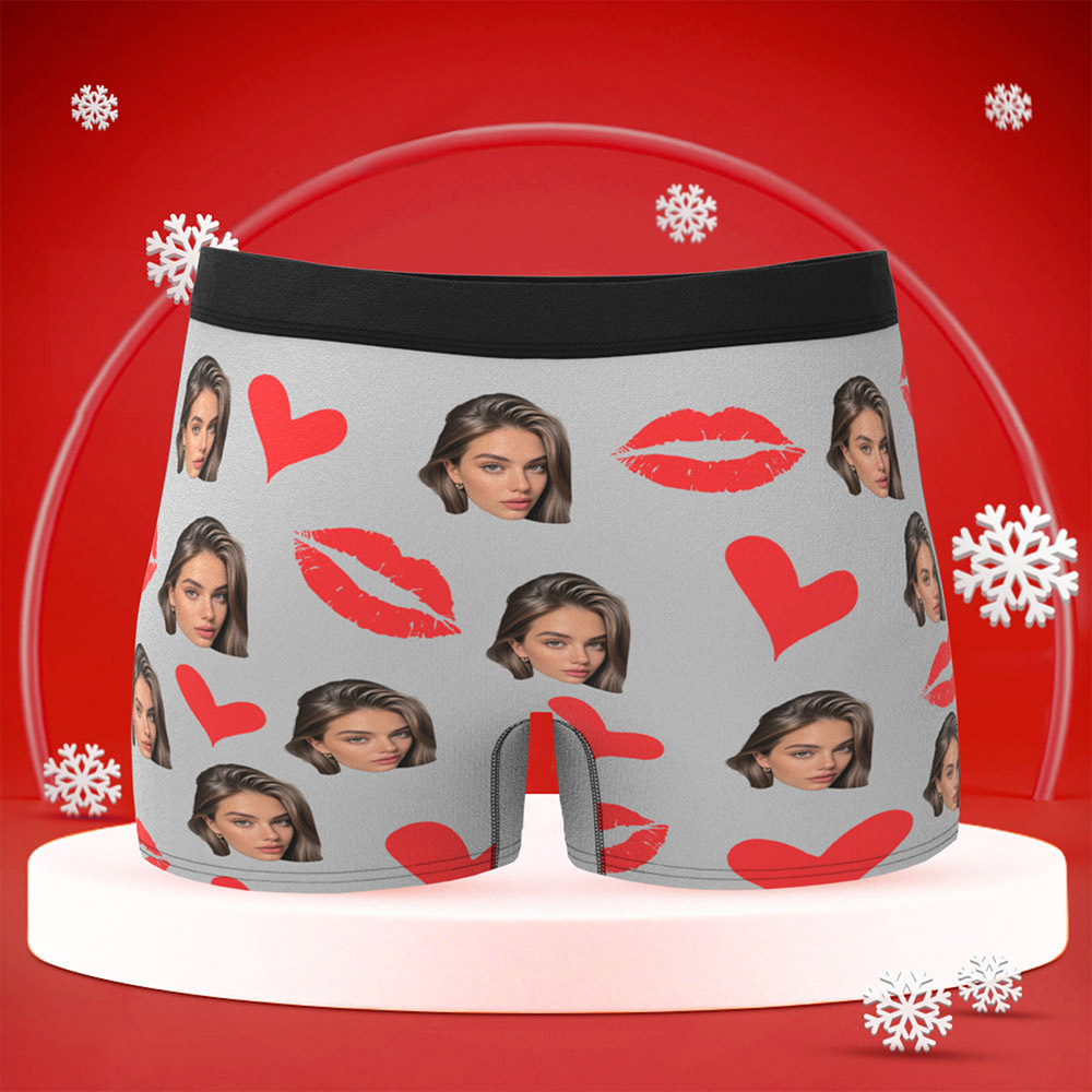 Personalisierte Rote Lippen, Personalisierte Unterwäsche, Personalisierte Fotounterwäsche, Personalisierte Weihnachtshöschen Mit Foto - DePhotoBoxer