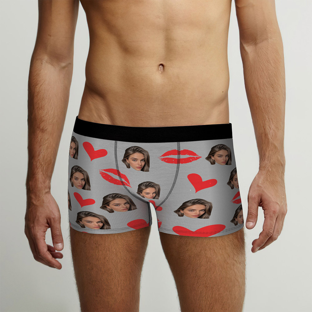 Personalisierte Rote Lippen, Personalisierte Unterwäsche, Personalisierte Fotounterwäsche, Personalisierte Weihnachtshöschen Mit Foto - DePhotoBoxer