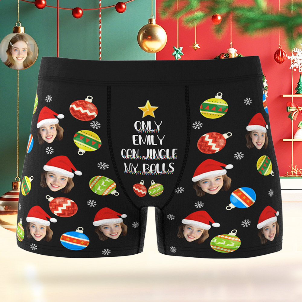 Personalisierte Weihnachtsboxershorts Für Herren Mit Gesicht, Lustiges Personalisiertes Unterwäschegeschenk Für Freund, Ehemann Oder Paare - DePhotoBoxer