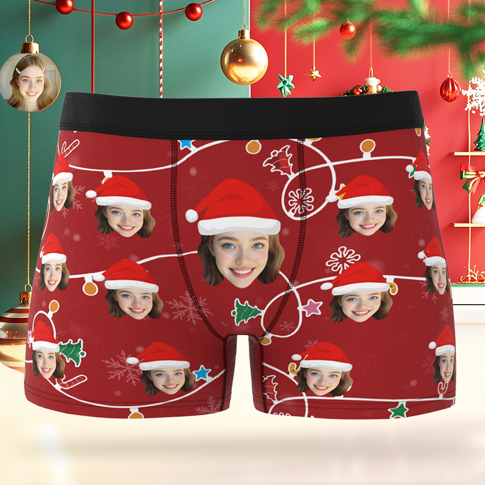 Individuell Gestaltete Boxershorts Mit Weihnachtsmotiv, Personalisierte Fotounterwäsche, Lustiges Weihnachtsgeschenk Für Freund, Ehemann Oder Paare