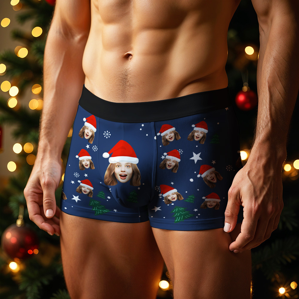 Personalisierte Weihnachtsboxershorts Für Männer Mit Gesichtsaufdruck – Das Perfekte Weihnachtsgeschenk Für Freund, Ehemann Oder Paare - DePhotoBoxer