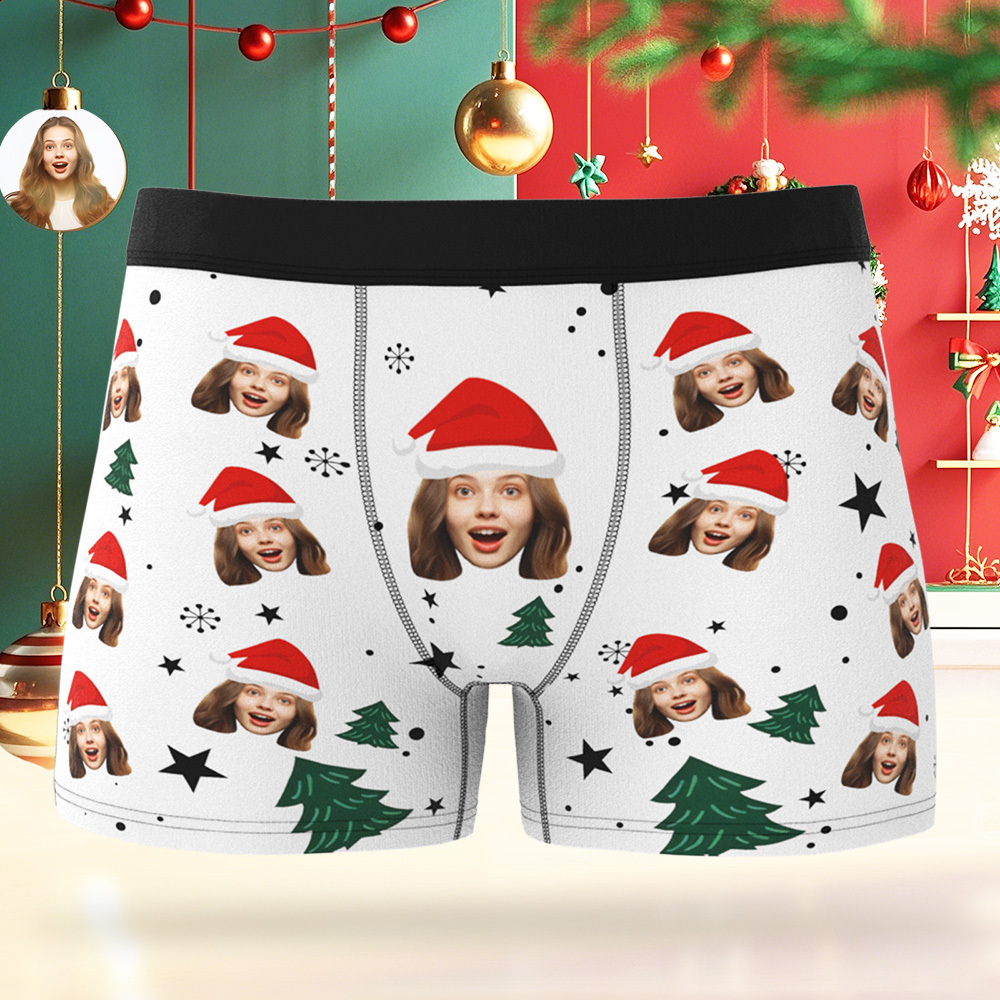 Personalisierte Weihnachtsboxershorts Für Männer Mit Gesichtsaufdruck – Das Perfekte Weihnachtsgeschenk Für Freund, Ehemann Oder Paare - DePhotoBoxer