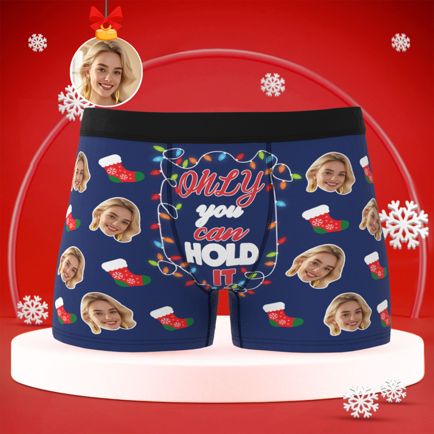 Personalisierte Boxershorts Mit Weihnachtsmotiv, Lustiges Geschenk „nur Du Kannst Es Halten", Bestes Weihnachtsgeschenk Für Freund, Ehemann Oder Paare - DePhotoBoxer