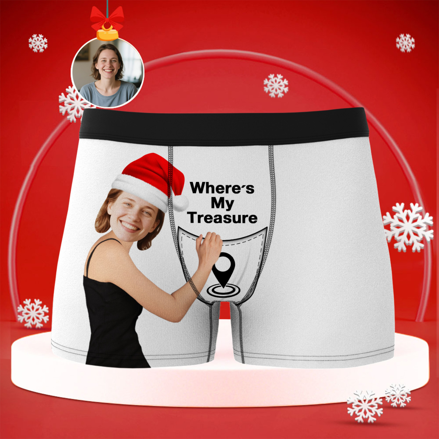 Personalisierte Boxershorts Mit Weihnachtsmotiv, Fotounterwäsche, „wo Ist Mein Schatz?" Einzigartiges Geschenk, Lustiges Weihnachtsgeschenk Für Freund, Ehemann Oder Paare - DePhotoBoxer