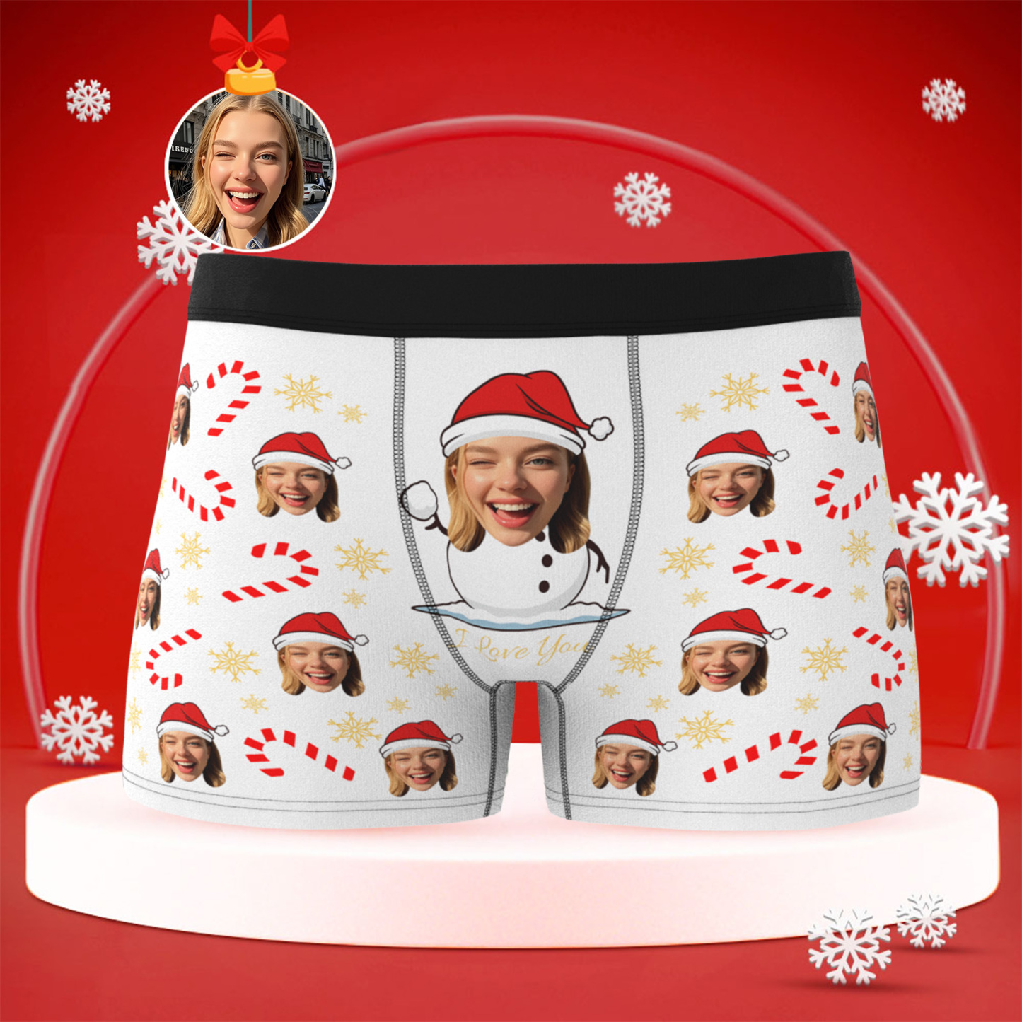 Personalisierte Weihnachtsboxershorts Für Herren Mit Gesicht, Lustiges Personalisiertes Unterwäschegeschenk Für Freund, Ehemann Oder Paare - DePhotoBoxer