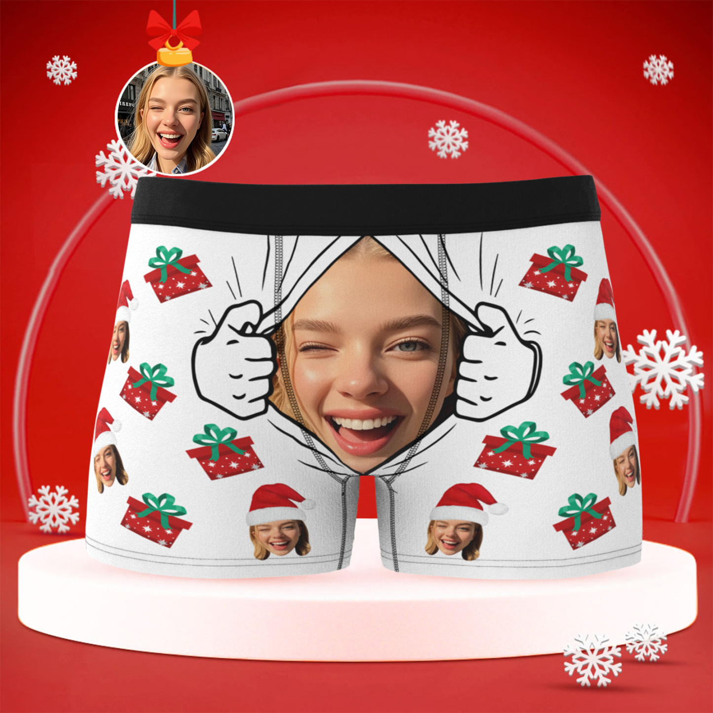 Personalisierte Weihnachts-herren-boxershorts Mit Gesicht, Lustiges Personalisiertes Unterwäsche-geschenk Für Freund Oder Ehemann - DePhotoBoxer