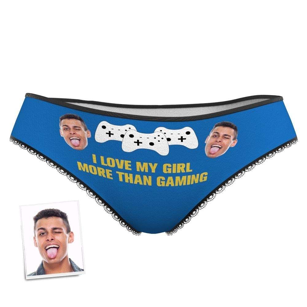 DAMEN STRINGHÖSCHEN MIT INDIVIDUELLEM GESICHT- I LOVE MY GIRL MORE THAN GAMING