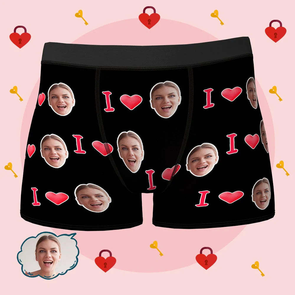 3D-Vorschau Individuelle Boxershorts mit "I Love Your Face" als Gesche