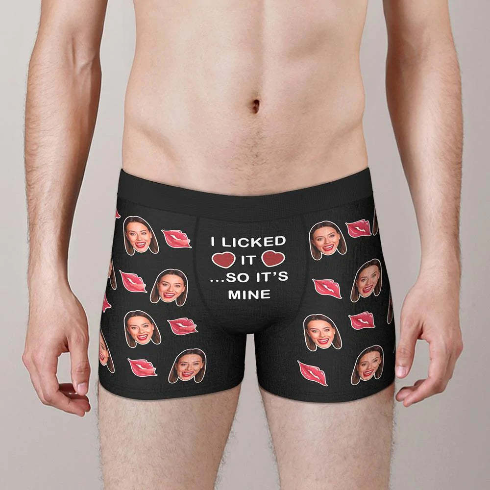 3D-Vorschau Individuelle Boxershorts mit Gesicht "I Licked It So It’s Mine" Unterw?sche Valentinstagsgeschenk für den Freund