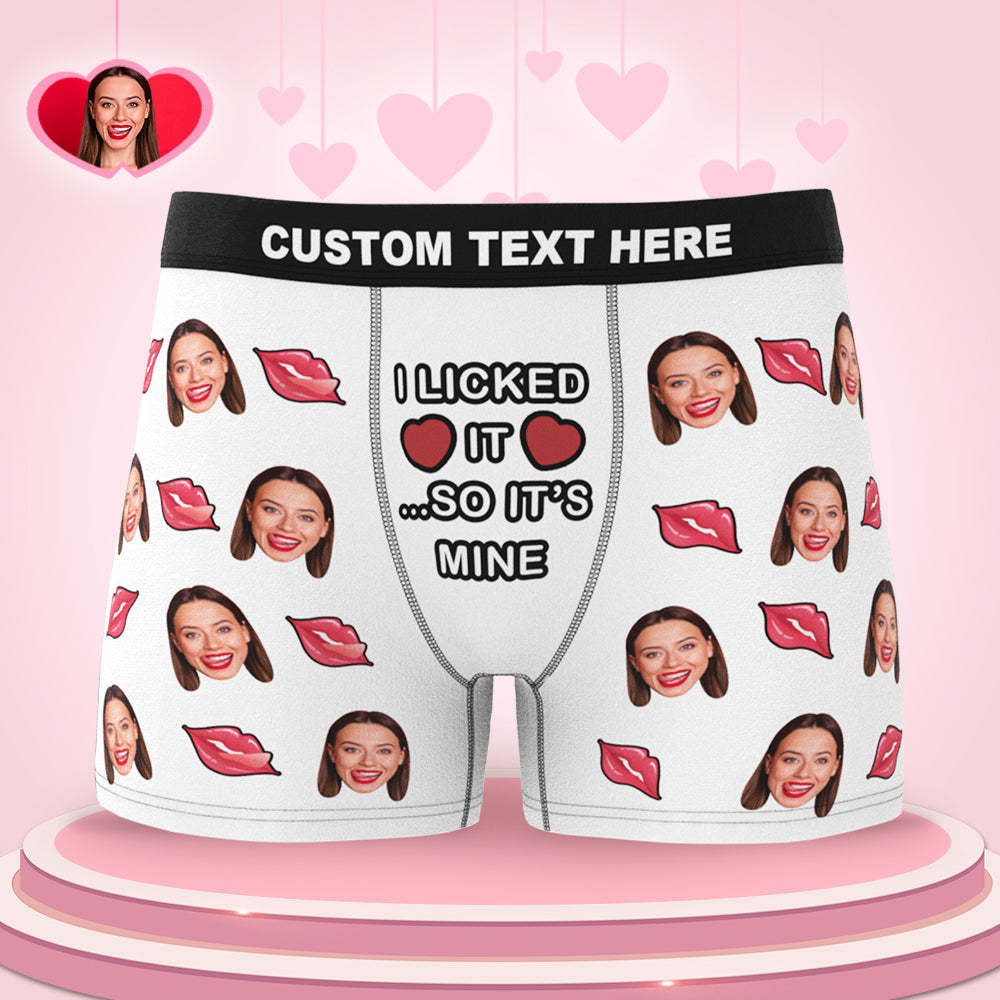 3D-Vorschau Individuelle Boxershorts mit Gesicht "I Licked It So It’s Mine" Unterw?sche Valentinstagsgeschenk für den Freund