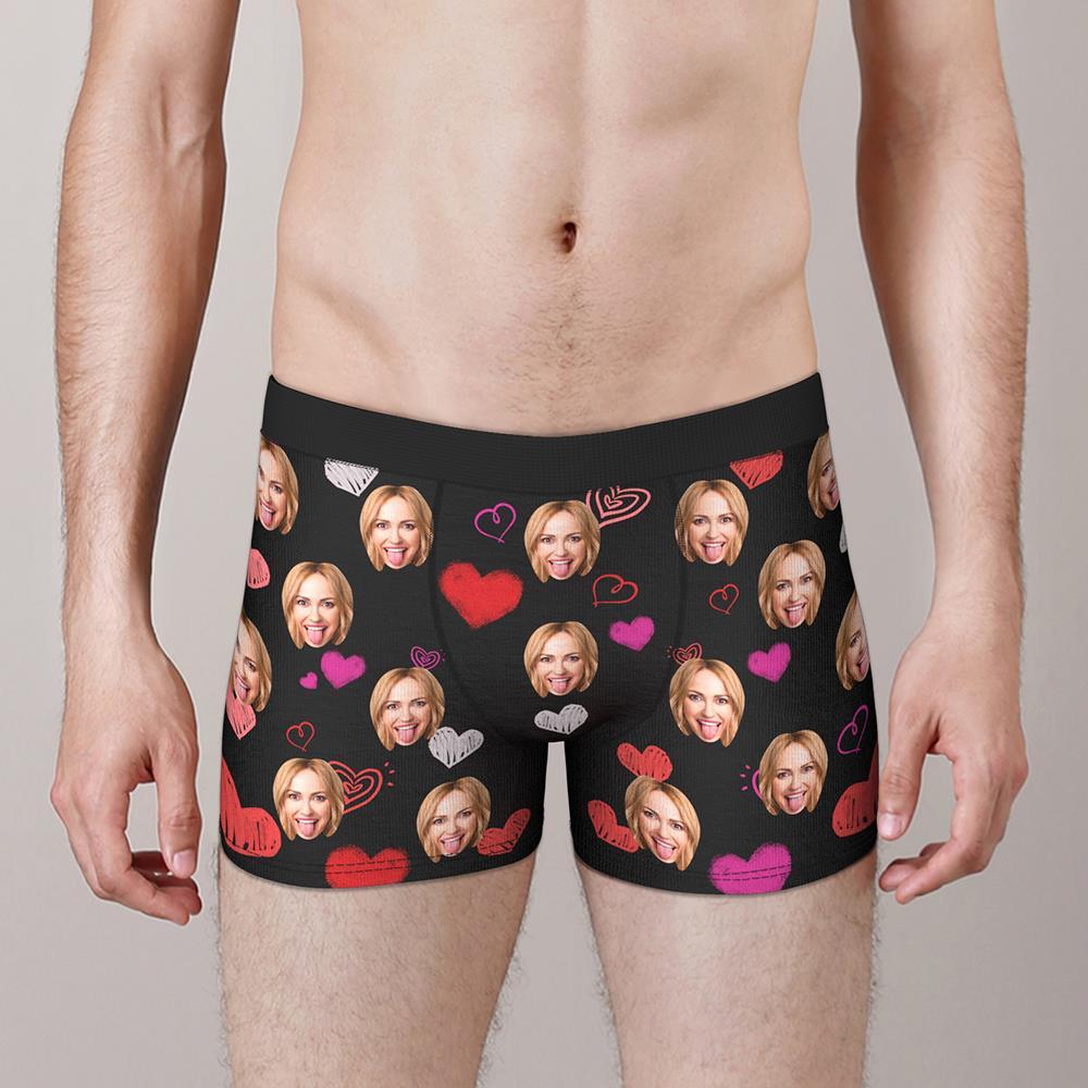 Kundenspezifisches buntes Herz-Gesichts-Boxershorts-Valentinstaggeschenk für ihn