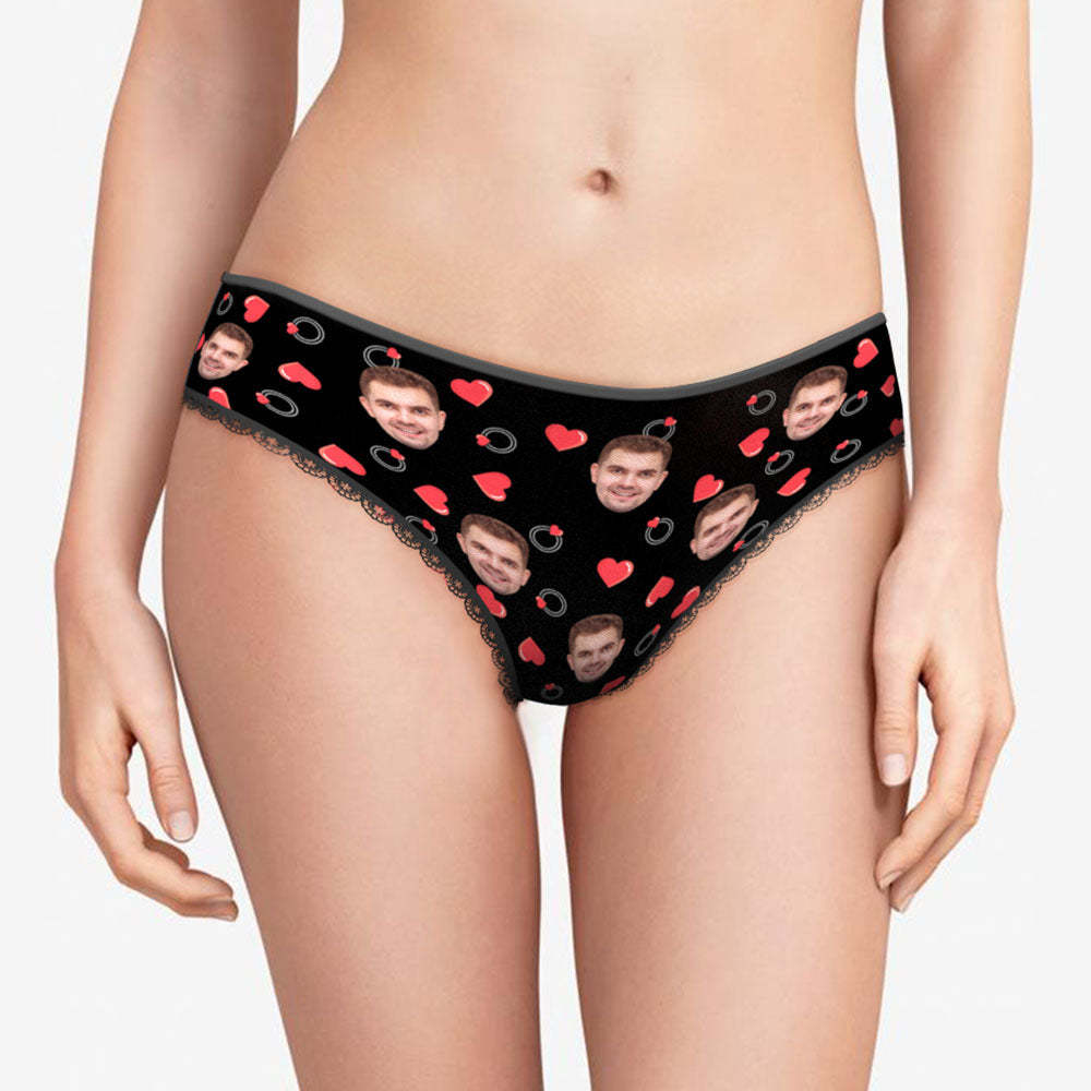 Benutzerdefinierte Gesicht Frauen Höschen Personalisierte Foto Dessous Herz und Ring Geschenke für sie