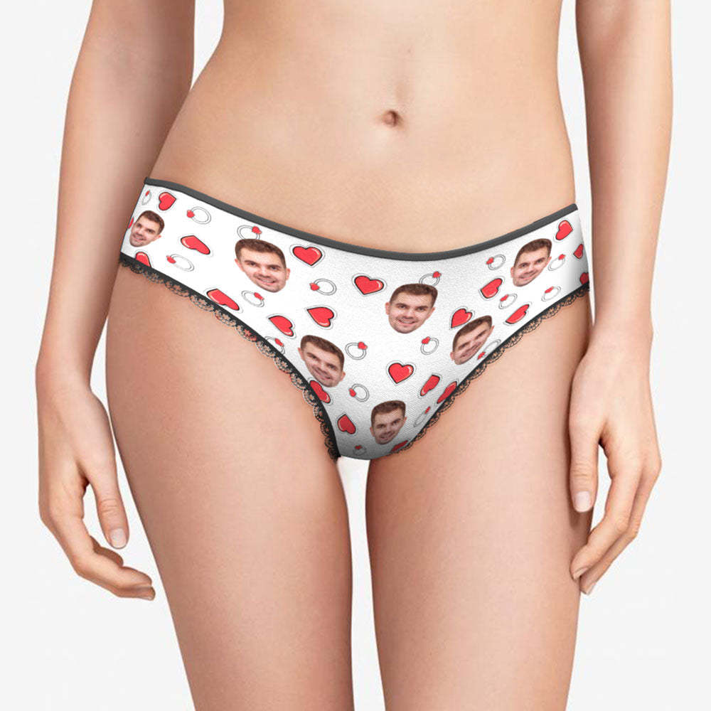 Benutzerdefinierte Gesicht Frauen Höschen Personalisierte Foto Dessous Herz und Ring Geschenke für sie