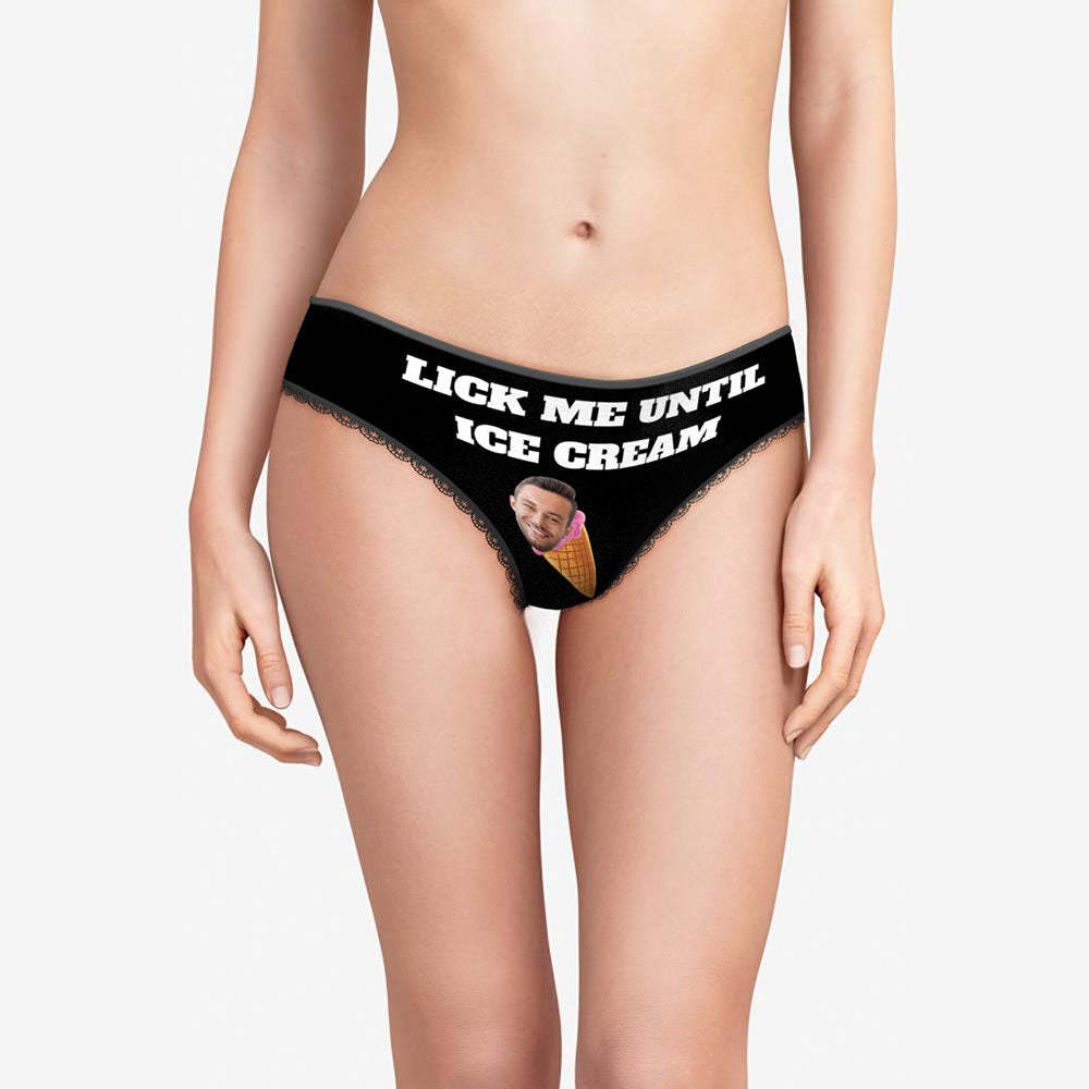 Benutzerdefinierte Gesicht Frauen Höschen Personalisierte Foto Unterwäsche Leck mich Bis Eis