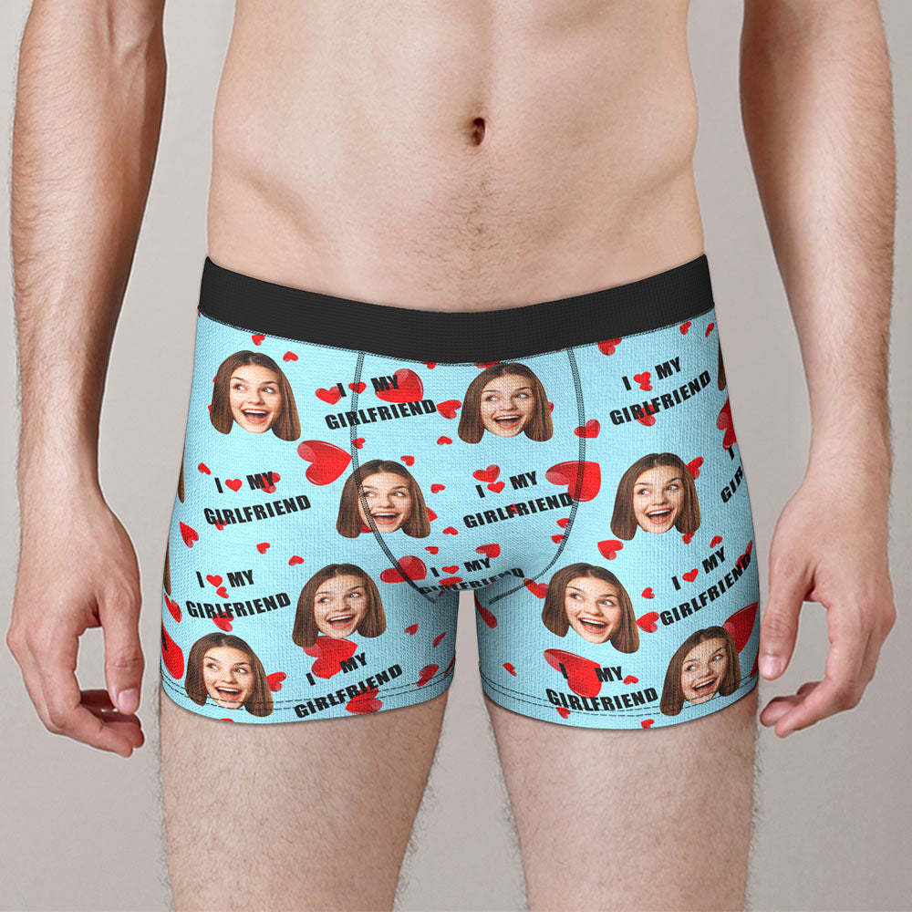 Benutzerdefinierte Gesicht Boxer Briefs Personalisierte Männer Boxer Shorts Geschenk für Männer - I Love My Girlfriend