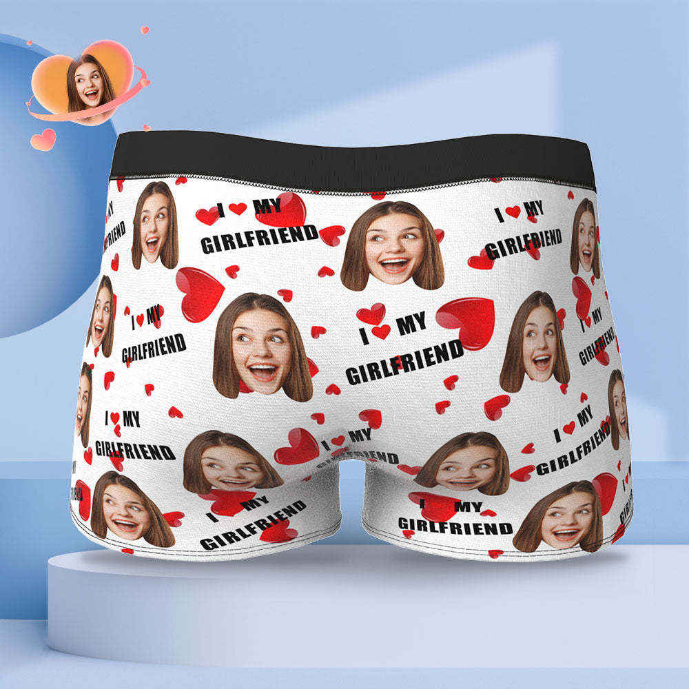 Benutzerdefinierte Gesicht Boxer Briefs Personalisierte Männer Boxer Shorts Geschenk für Männer - I Love My Girlfriend