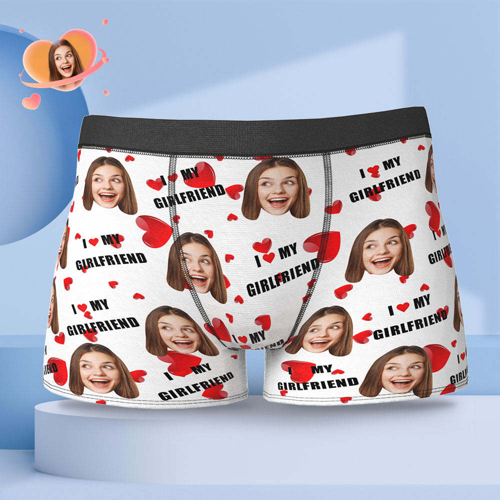 Benutzerdefinierte Gesicht Boxer Briefs Personalisierte Männer Boxer Shorts Geschenk für Männer - I Love My Girlfriend