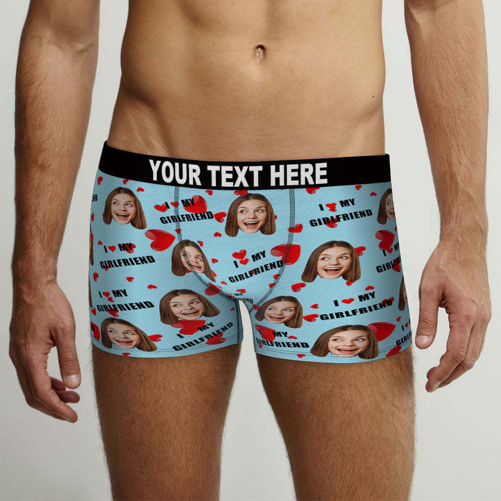 Benutzerdefinierte Gesicht Boxer Briefs Personalisierte Männer Boxer Shorts Geschenk für Männer - I Love My Girlfriend