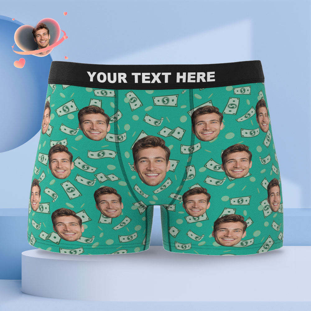 Benutzerdefinierte Gesicht Boxer Briefs Personalisierte Männer Boxer Shorts Geschenk für Männer mit Geld