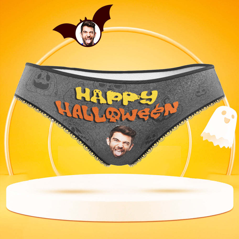 Benutzerdefinierte Gesicht Höschen Personalisierte Foto Frauen Unterwäsche Glückliches Halloween Geschenk für Freundin