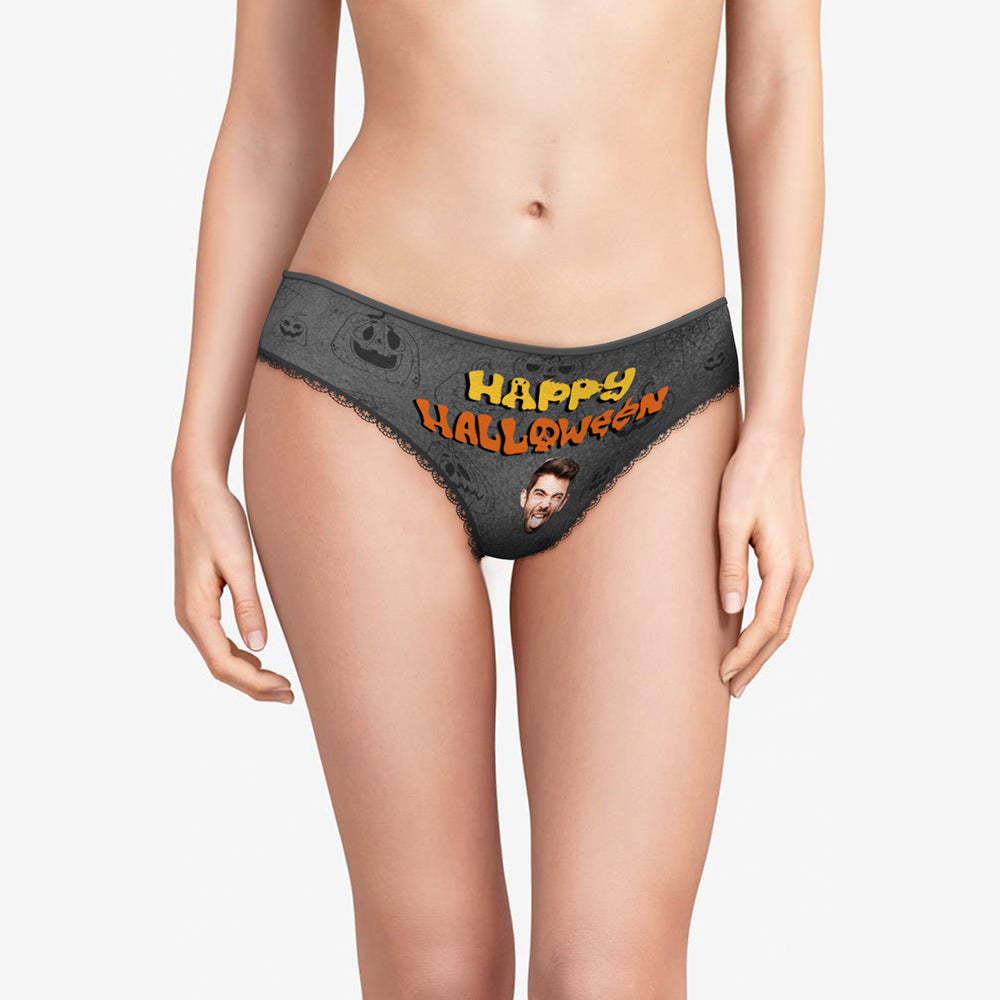 Benutzerdefinierte Gesicht Höschen Personalisierte Foto Frauen Unterwäsche Glückliches Halloween Geschenk für Freundin