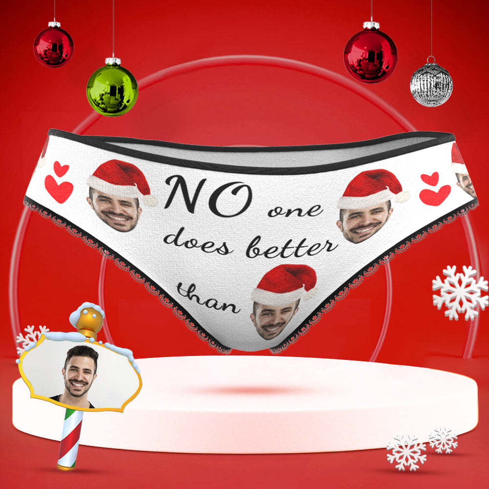 Benutzerdefinierte Gesicht Unterwäsche Personalisierte Frauen High-Cut Slips Höschen Weihnachtsgeschenk für Niemand tut besser als