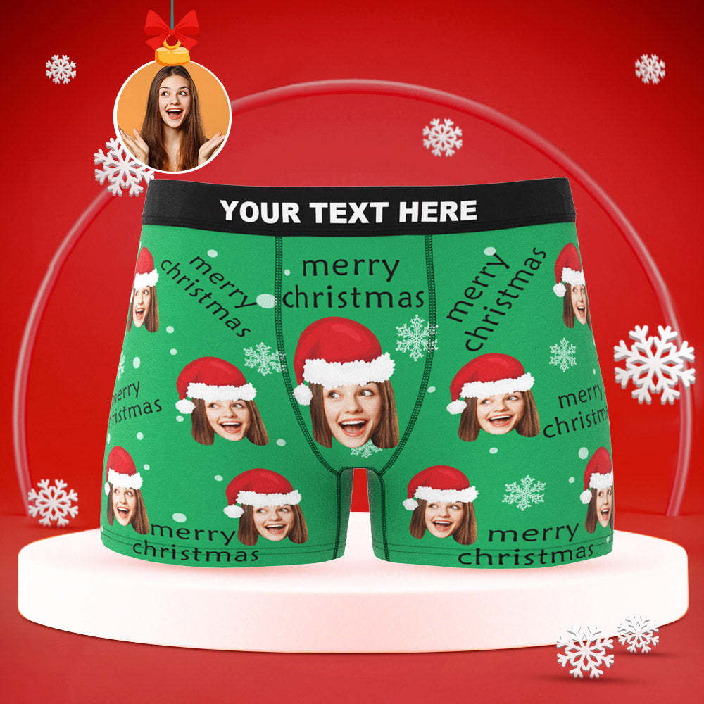 Benutzerdefinierte Gesicht Boxer Slips Männer Shorts mit Freundin Foto Frohe Weihnachten