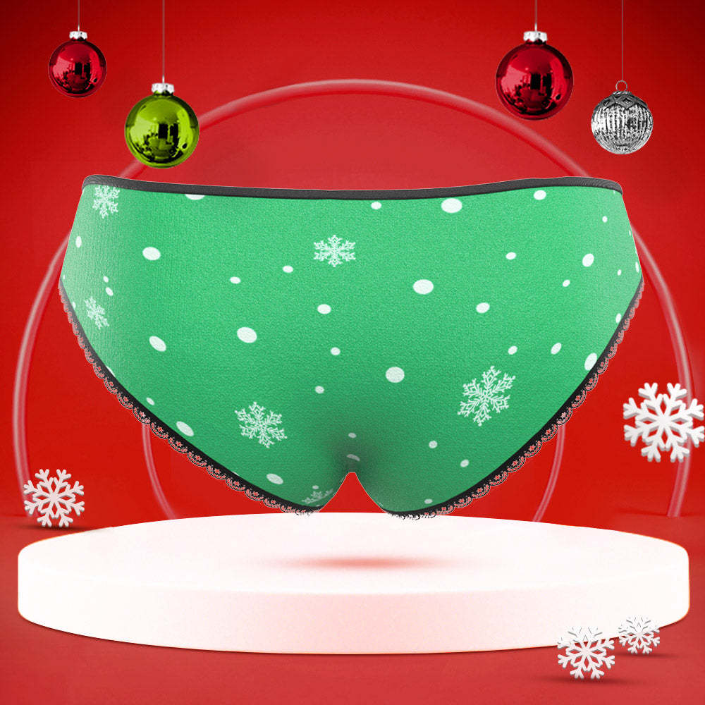 Benutzerdefinierte Gesicht Unterwäsche Personalisierte Frauen High-Cut Slips Höschen Frohe Weihnachten