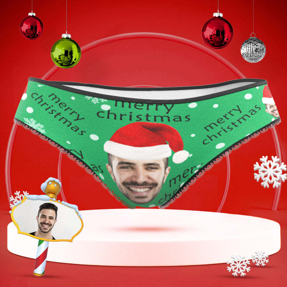 Benutzerdefinierte Gesicht Unterwäsche Personalisierte Frauen High-Cut Slips Höschen Frohe Weihnachten