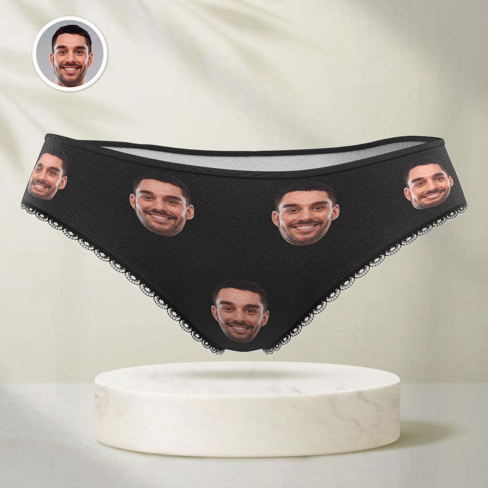Benutzerdefinierte Gesicht Unterwäsche Personalisierte Frauen High-Cut Slips Höschen auf Schwarz