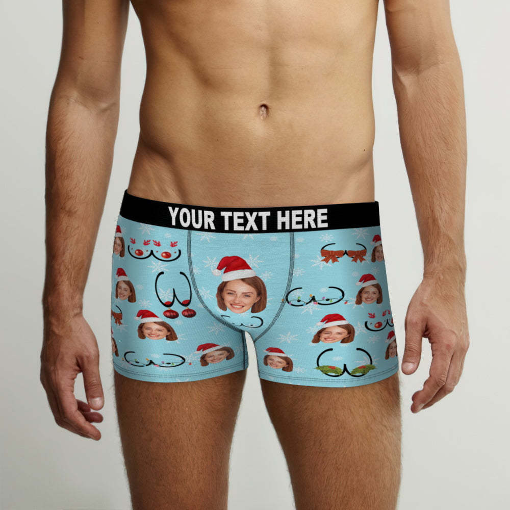 Benutzerdefinierte Gesicht Weihnachten Bust Boxer Slips Lustige personalisierte Gesicht Unterwäsche Weihnachtsgeschenk