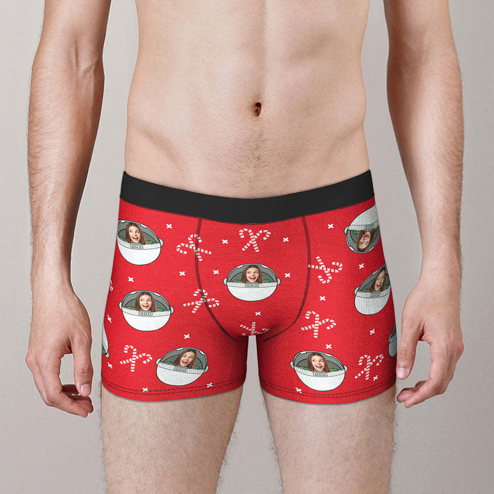 Benutzerdefinierte Gesicht Boxer Slips Personalisierte Männer Shorts mit Foto Weihnachtsgeschenke Rot