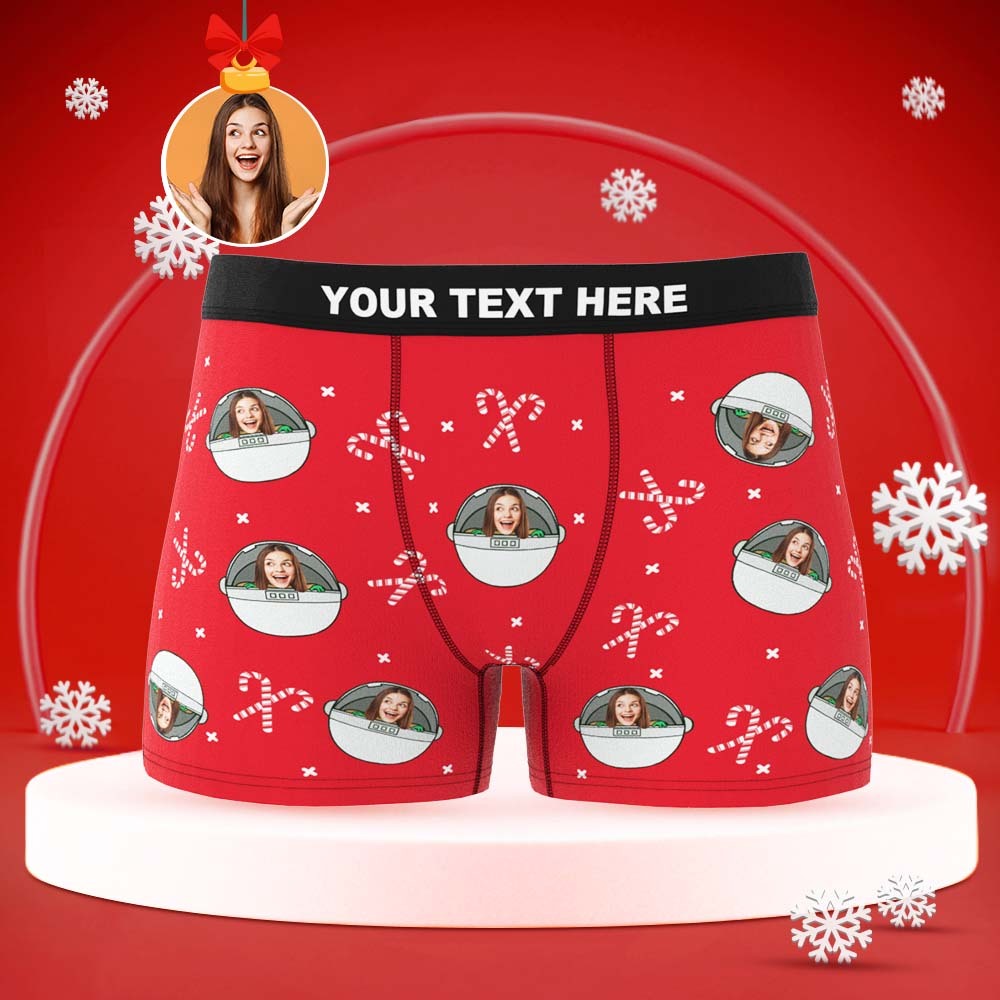 Benutzerdefinierte Gesicht Boxer Slips Personalisierte Männer Shorts mit Foto Weihnachtsgeschenke Rot