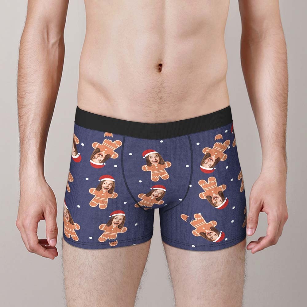 Benutzerdefinierte Gesicht Boxer Slips Personalisierte Männer Shorts mit Foto Weihnachtsgeschenke für Lebkuchen