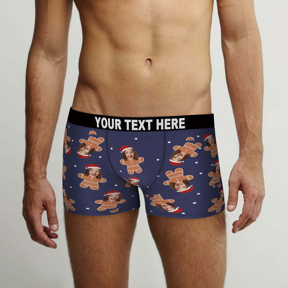 Benutzerdefinierte Gesicht Boxer Slips Personalisierte Männer Shorts mit Foto Weihnachtsgeschenke für Lebkuchen
