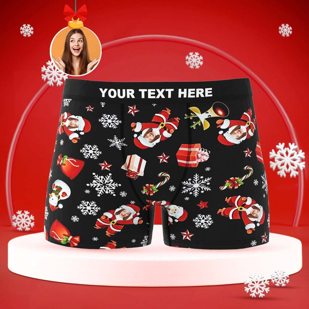 Benutzerdefinierte Gesicht Boxer Slips Personalisierte Männer Shorts mit Foto Santa Schneemann Weihnachtsgeschenke