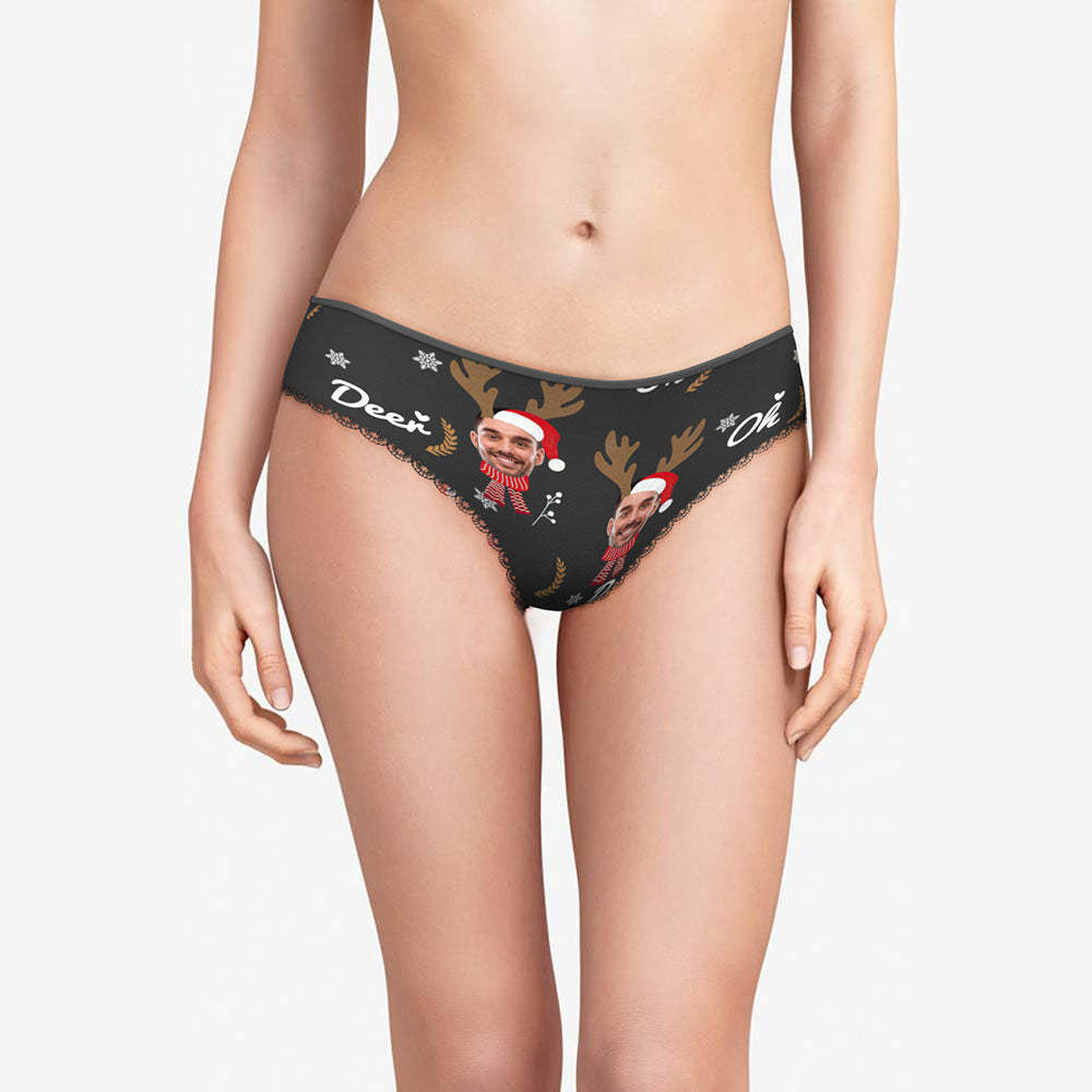 Benutzerdefinierte Gesicht Unterwäsche Personalisierte Frauen Höschen mit Foto Weihnachten Rentier