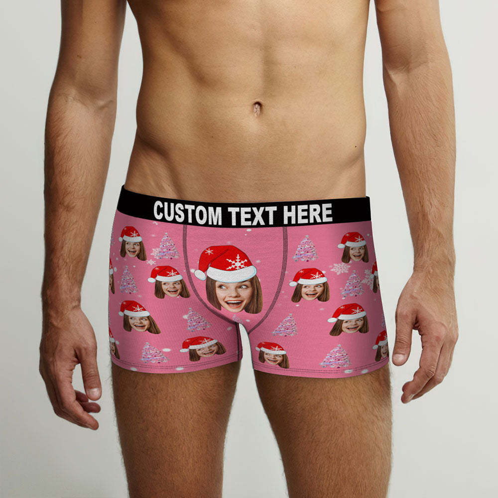 Benutzerdefinierte Gesicht Rosa Weihnachtsbaum Boxer Briefs Personalisierte lustige Weihnachtsgeschenk