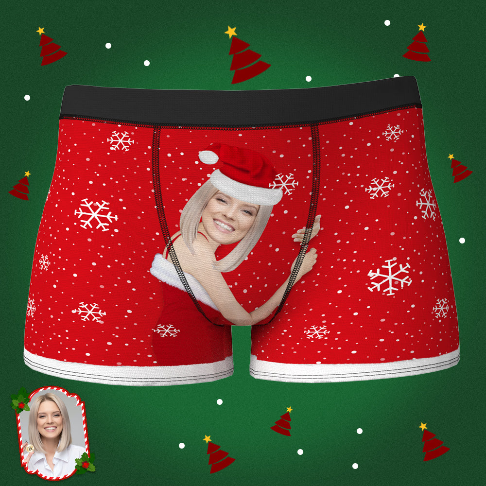Herren Fröhliche Weihnachten Gesicht Auf Körper Boxershorts - Lustiger Gesichtsboxer
