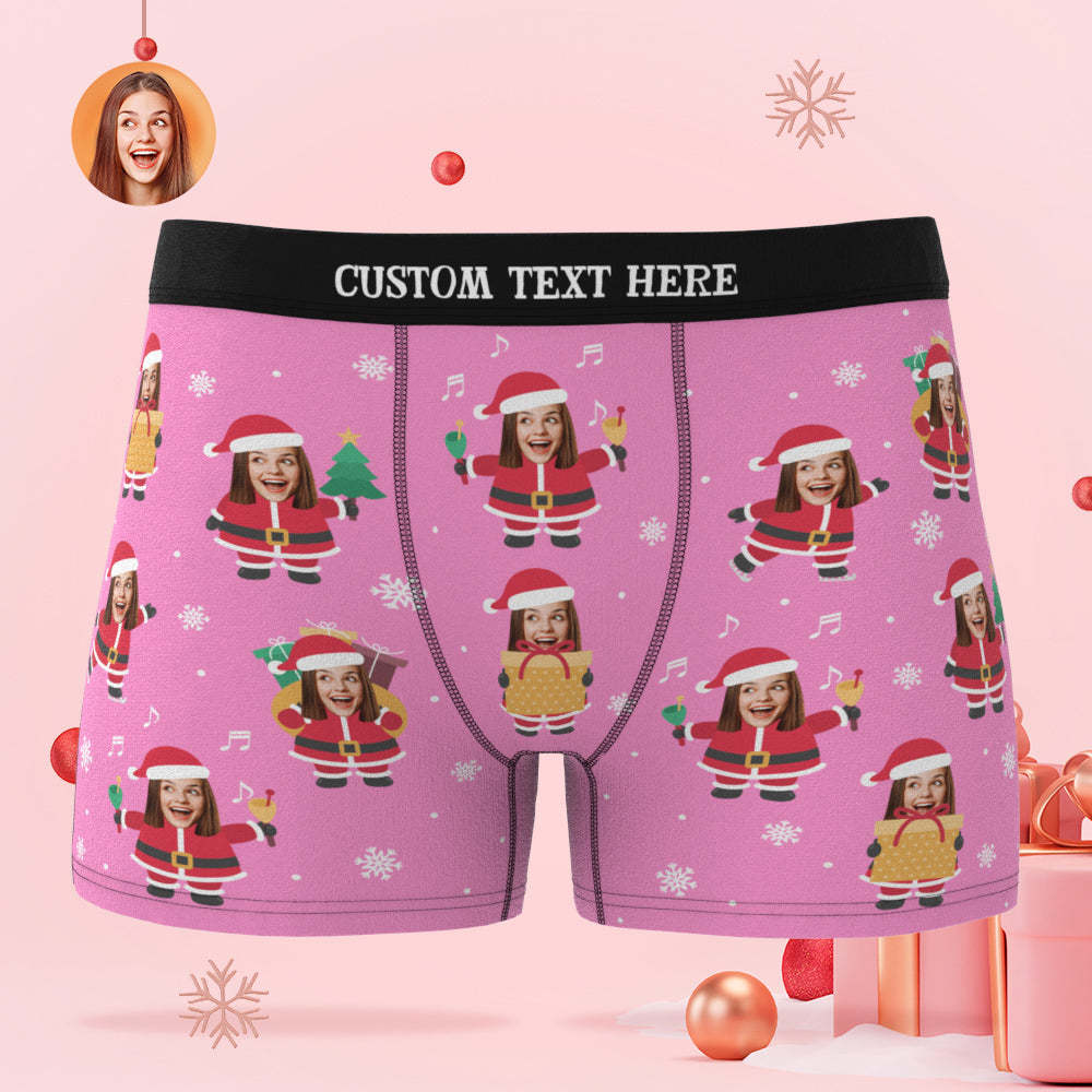 Benutzerdefinierte Gesicht Weihnachten Santa Rosa Boxer Briefs Personalisierte lustige Weihnachtsgeschenk