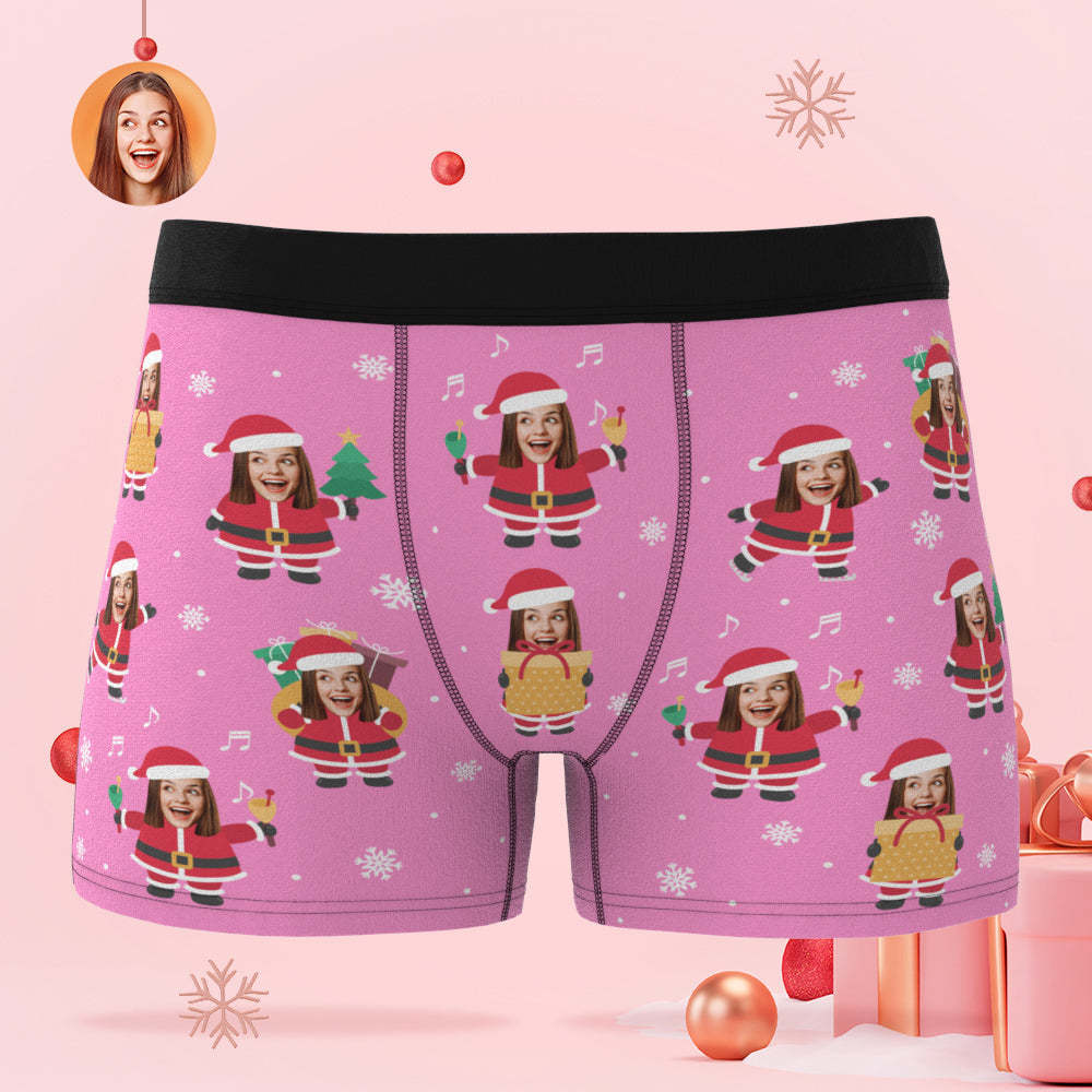 Benutzerdefinierte Gesicht Weihnachten Santa Rosa Boxer Briefs Personalisierte lustige Weihnachtsgeschenk